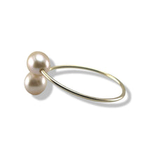 Load image into Gallery viewer, Gold-Filled Freshwater Pearl Twin Pink Bypass Ring
