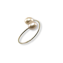 Load image into Gallery viewer, Gold-Filled Freshwater Pearl Twin Pink Bypass Ring