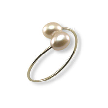 Load image into Gallery viewer, Gold-Filled Freshwater Pearl Twin Pink Bypass Ring