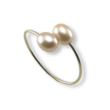 Load image into Gallery viewer, Gold-Filled Freshwater Pearl Twin Pink Bypass Ring