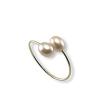 Load image into Gallery viewer, Gold-Filled Freshwater Pearl Twin Pink Bypass Ring