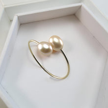 Load image into Gallery viewer, Gold-Filled Freshwater Pearl Twin Pink Bypass Ring
