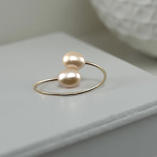 Load image into Gallery viewer, Gold-Filled Freshwater Pearl Twin Pink Bypass Ring