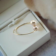 Load image into Gallery viewer, Gold-Filled Freshwater Pearl Twin Pink Bypass Ring