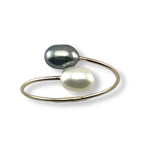 Load image into Gallery viewer, Gold-Filled Freshwater Pearl Twin White Bypass Ring