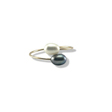 Load image into Gallery viewer, Gold-Filled Freshwater Pearl Twin White Bypass Ring