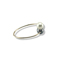 Load image into Gallery viewer, Gold-Filled Freshwater Pearl Twin White Bypass Ring