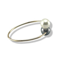 Load image into Gallery viewer, Gold-Filled Freshwater Pearl Twin White Bypass Ring