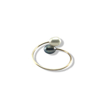 Load image into Gallery viewer, Gold-Filled Freshwater Pearl Twin White Bypass Ring