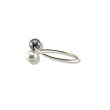 Load image into Gallery viewer, Gold-Filled Freshwater Pearl Twin White Bypass Ring