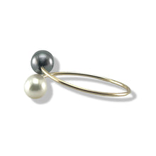 Load image into Gallery viewer, Gold-Filled Freshwater Pearl Twin White Bypass Ring
