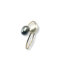 Load image into Gallery viewer, Gold-Filled Freshwater Pearl Twin White Bypass Ring