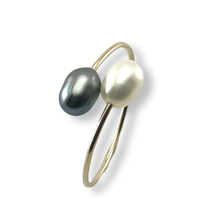Load image into Gallery viewer, Gold-Filled Freshwater Pearl Twin White Bypass Ring