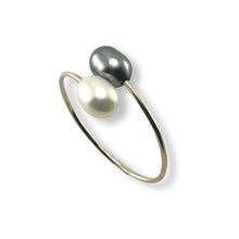 Load image into Gallery viewer, Gold-Filled Freshwater Pearl Twin White Bypass Ring
