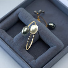 Load image into Gallery viewer, Gold-Filled Freshwater Pearl Twin White Bypass Ring