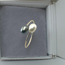 Load image into Gallery viewer, Gold-Filled Freshwater Pearl Twin White Bypass Ring