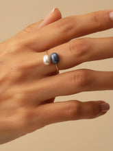 Load image into Gallery viewer, Gold-Filled Freshwater Pearl Black &amp; Pink Bypass Ring
