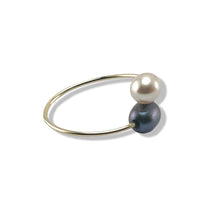 Load image into Gallery viewer, Gold-Filled Freshwater Pearl Black &amp; Pink Bypass Ring