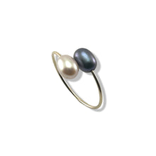 Load image into Gallery viewer, Gold-Filled Freshwater Pearl Black &amp; Pink Bypass Ring
