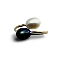 Load image into Gallery viewer, Gold-Filled Freshwater Pearl Two-Stone Bypass Ring
