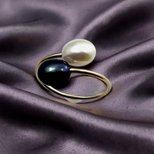 Load image into Gallery viewer, Gold-Filled Freshwater Pearl Two-Stone Bypass Ring