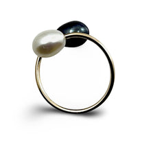 Load image into Gallery viewer, Gold-Filled Freshwater Pearl Two-Stone Bypass Ring