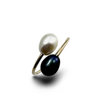 Load image into Gallery viewer, Gold-Filled Freshwater Pearl Two-Stone Bypass Ring