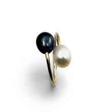 Load image into Gallery viewer, Gold-Filled Freshwater Pearl Two-Stone Bypass Ring