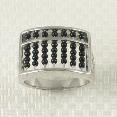 Sterling Silver Black Onyx Abacus Ring