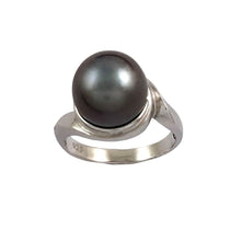 Load image into Gallery viewer, Solid Sterling Silver .925 Black-Grey Tahitian Pearl Solitaire Ring