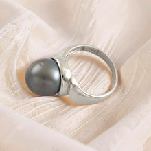 Load image into Gallery viewer, Solid Sterling Silver .925 Black-Grey Tahitian Pearl Solitaire Ring