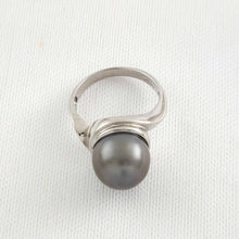 Load image into Gallery viewer, Solid Sterling Silver .925 Black-Grey Tahitian Pearl Solitaire Ring