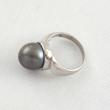 Load image into Gallery viewer, Solid Sterling Silver .925 Black-Grey Tahitian Pearl Solitaire Ring