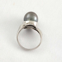 Load image into Gallery viewer, Solid Sterling Silver .925 Black-Grey Tahitian Pearl Solitaire Ring