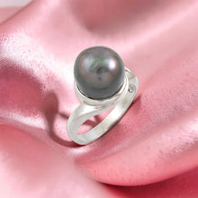 Load image into Gallery viewer, Solid Sterling Silver .925 Black Tahitian Pearl Solitaire Ring