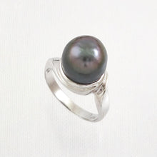 Load image into Gallery viewer, Solid Sterling Silver .925 Black Tahitian Pearl Solitaire Ring