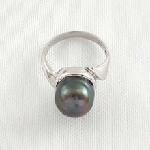 Load image into Gallery viewer, Solid Sterling Silver .925 Black Tahitian Pearl Solitaire Ring
