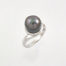 Load image into Gallery viewer, Solid Sterling Silver .925 Black Tahitian Pearl Solitaire Ring
