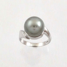 Load image into Gallery viewer, Solid Sterling Silver .925 Silver-Grey Tahitian Pearl Solitaire Ring