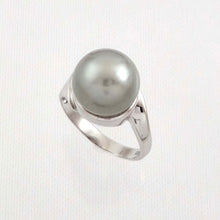 Load image into Gallery viewer, Solid Sterling Silver .925 Silver-Grey Tahitian Pearl Solitaire Ring
