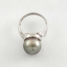 Load image into Gallery viewer, Solid Sterling Silver .925 Silver-Grey Tahitian Pearl Solitaire Ring