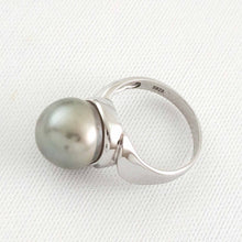 Load image into Gallery viewer, Solid Sterling Silver .925 Silver-Grey Tahitian Pearl Solitaire Ring