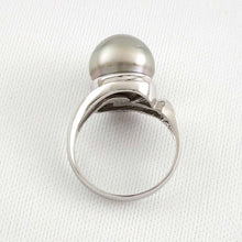 Load image into Gallery viewer, Solid Sterling Silver .925 Silver-Grey Tahitian Pearl Solitaire Ring
