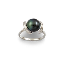 Load image into Gallery viewer, Solid Sterling Silver .925 Black-Grey Tahitian Pearl Solitaire Ring