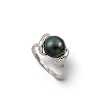 Load image into Gallery viewer, Solid Sterling Silver .925 Black-Grey Tahitian Pearl Solitaire Ring
