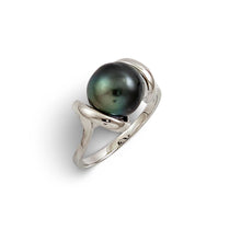 Load image into Gallery viewer, Solid Sterling Silver .925 Black-Grey Tahitian Pearl Solitaire Ring