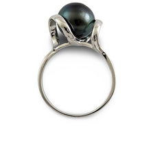 Load image into Gallery viewer, Solid Sterling Silver .925 Black-Grey Tahitian Pearl Solitaire Ring