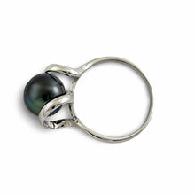 Load image into Gallery viewer, Solid Sterling Silver .925 Black-Grey Tahitian Pearl Solitaire Ring