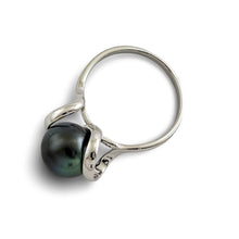 Load image into Gallery viewer, Solid Sterling Silver .925 Black-Grey Tahitian Pearl Solitaire Ring
