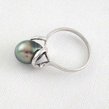 Load image into Gallery viewer, Solid Sterling Silver .925 Green-Grey Tahitian Pearl Wrap Ring
